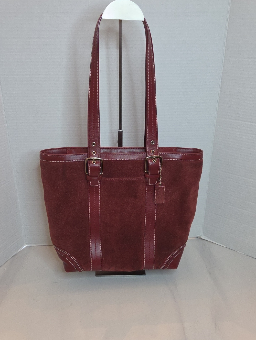 Vintage Coach Burgundy Suede Tote Hampton Collection - Style F12210